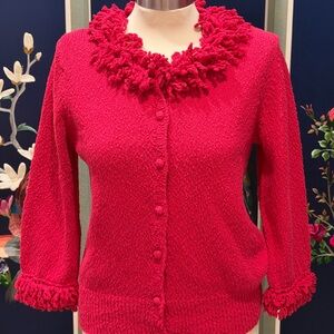 Coldwater Creek Textured Red Cardigan